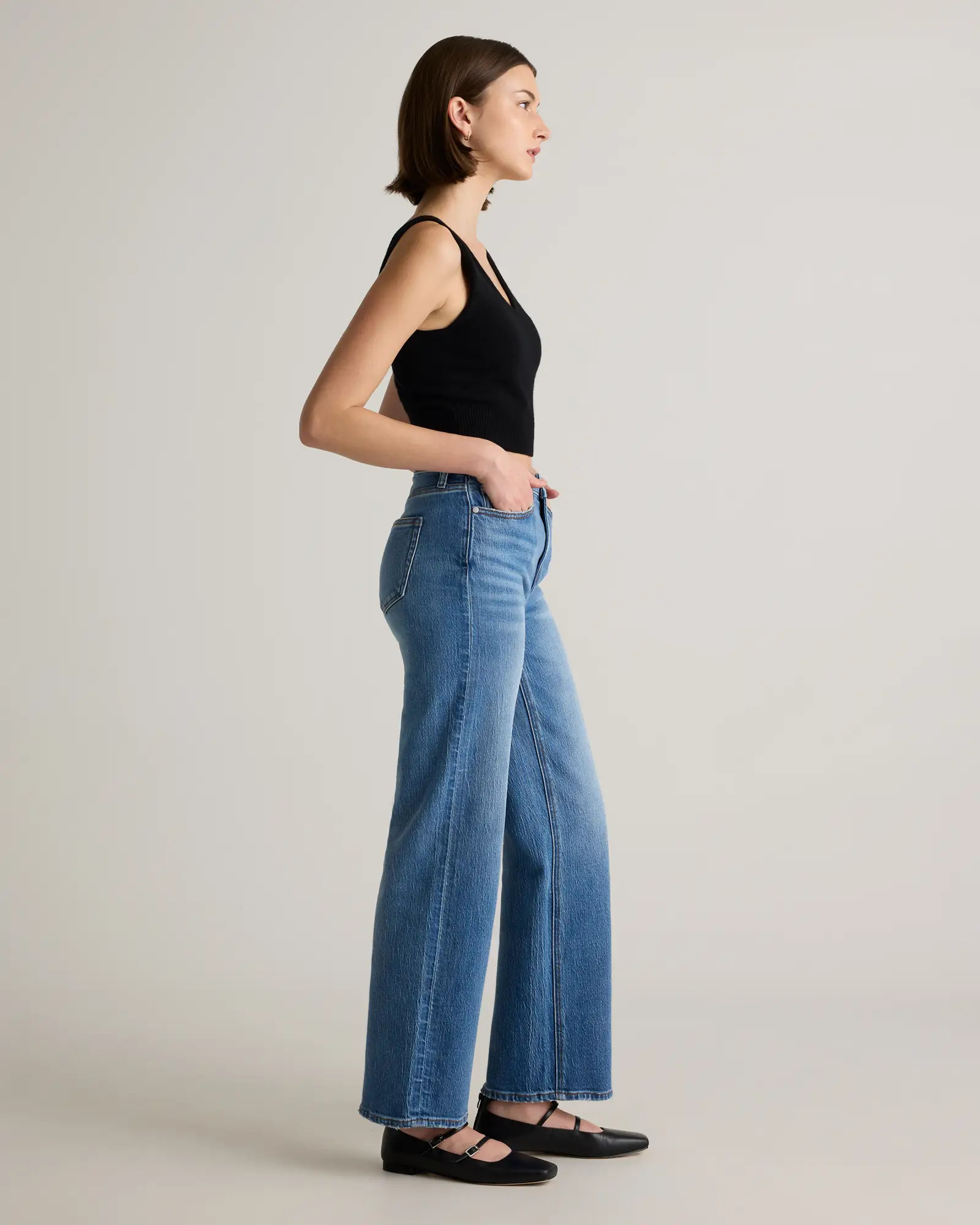 Bella Stretch Relaxed Straight Jeans in Atlantic Blue | Quince