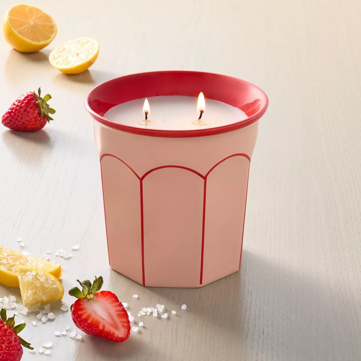 Arch Embossed Ceramic Jar Candle Coral 12oz - Hearth & Hand™ with Magnolia | Target