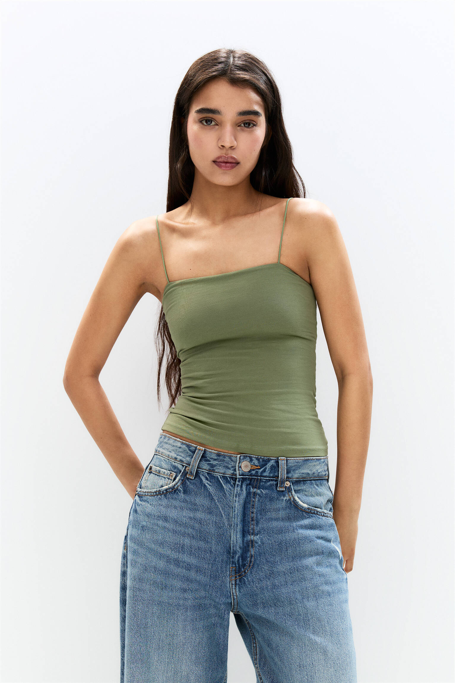 Strappy straight-cut top - pull&bear | PULL and BEAR UK
