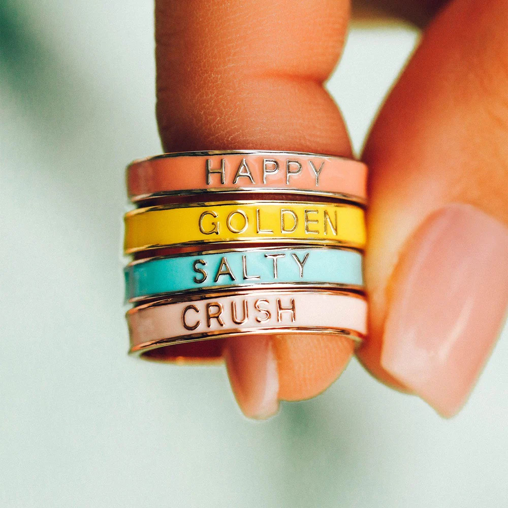 Golden Enamel Word Ring | Pura Vida Bracelets