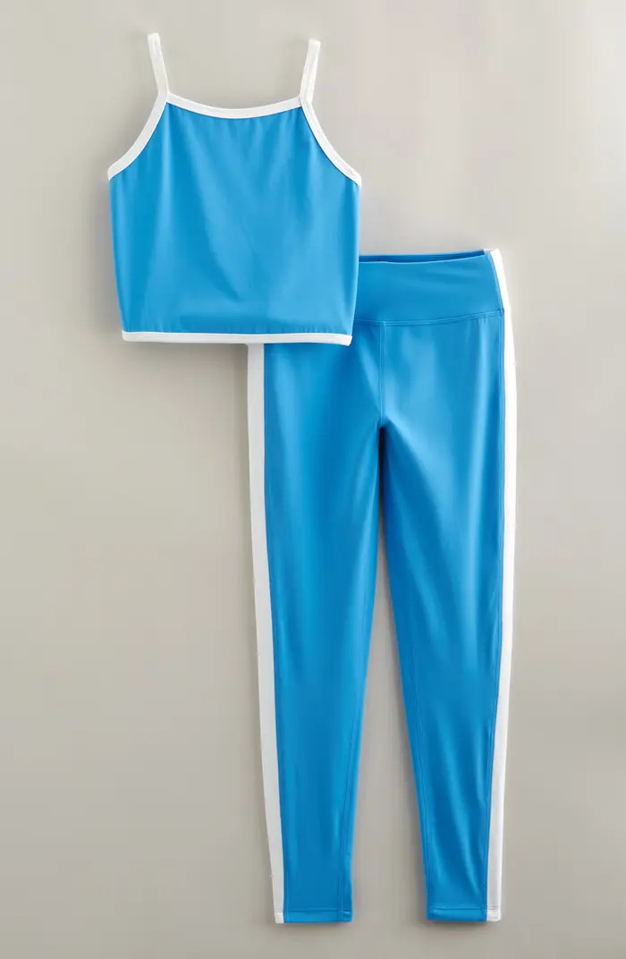 Zella Girl Kids' Earn Your Stripes Crop Tank & Leggings Set | Nordstrom | Nordstrom