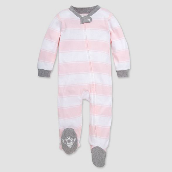Burt's Bees Baby® Baby Girls' Rugby Striped Organic Cotton Sleep N' Play - Pink | Target