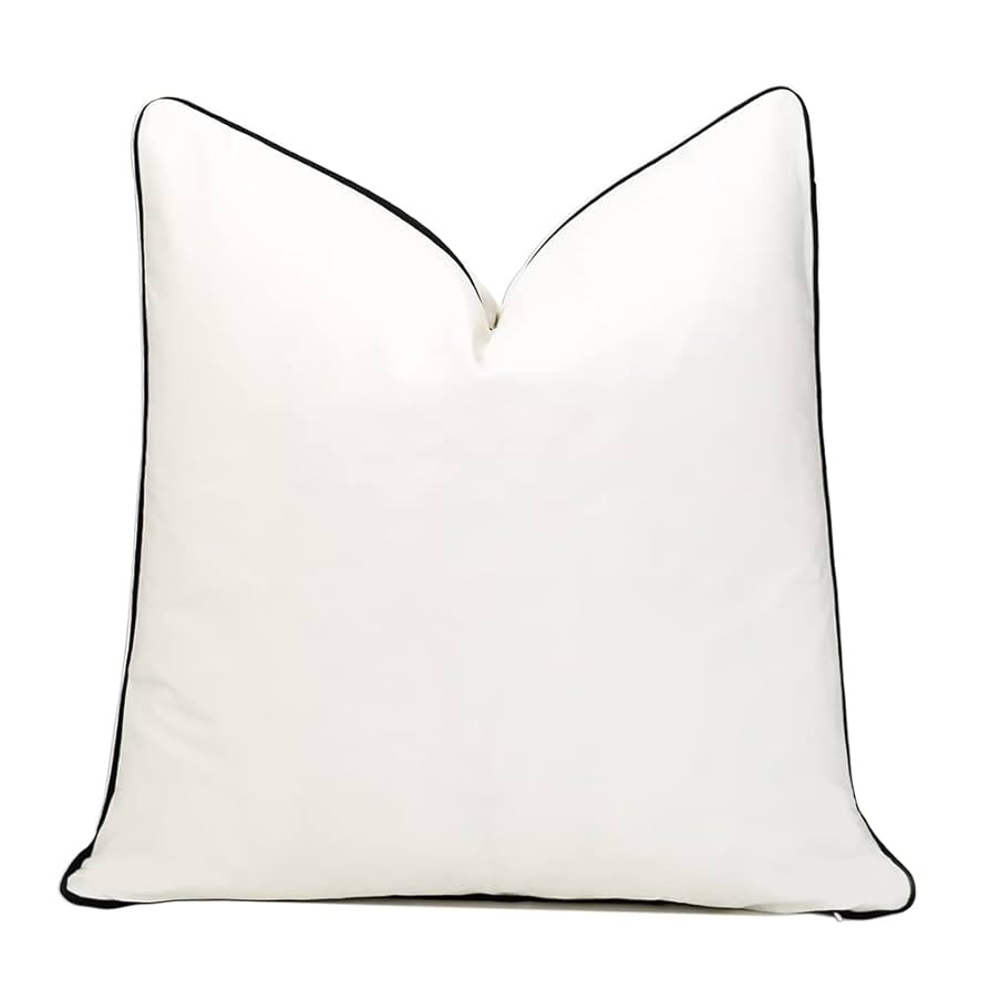THE-TINOART 22x22inches Square Solid White Black Velvet Throw Pillow Covers Soft Decorative Cushi... | Amazon (US)