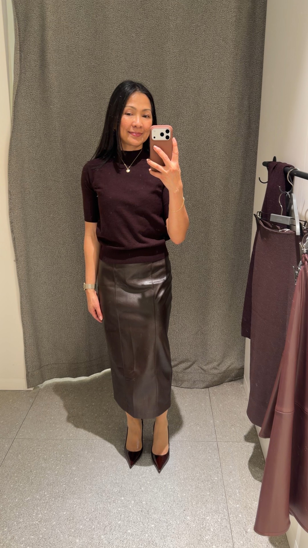 Faux leather midi pencil skirt 

#LTKworkwear #LTKwinter #LTKpetite