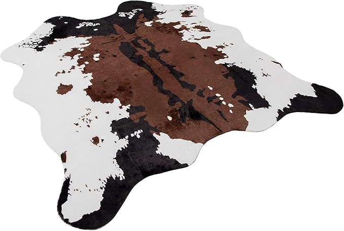 NativeSkins Faux Cowhide Rug (4.6ft x 5.2ft) - Cow Print Area Rug for a Western Boho Decor - Synt... | Amazon (US)