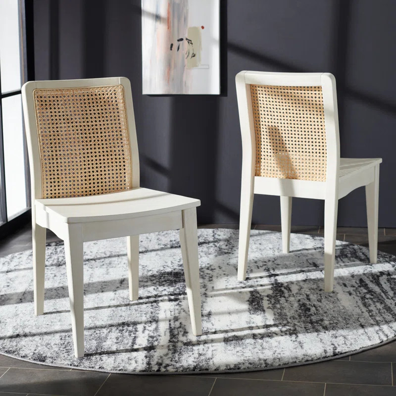 Montclair 18.46''H Side Chair Set of 2 – Coastal Dining Chairs with Rattan Back and Rich Wood F... | Wayfair North America