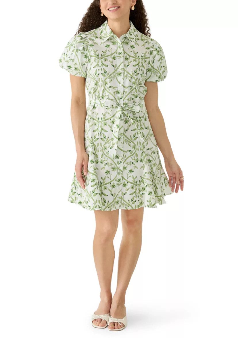 Petite Short Sleeve Tie Waist Dress | Belk