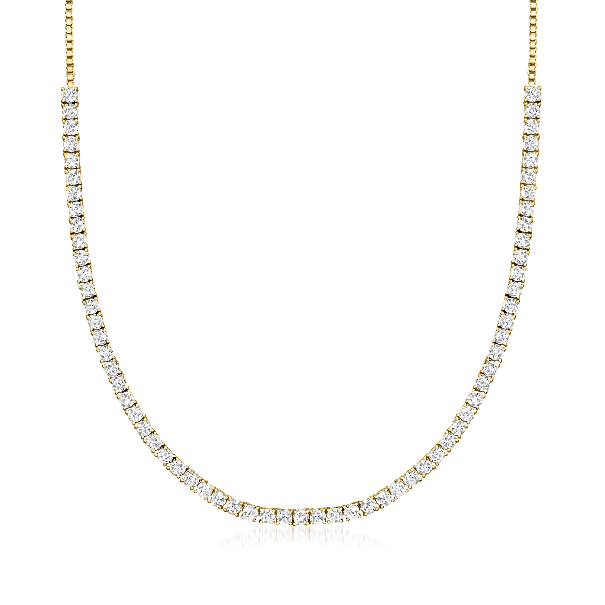 6.25 ct. t.w. CZ Adjustable Tennis Necklace in 18kt Gold Over Sterling | Ross-Simons