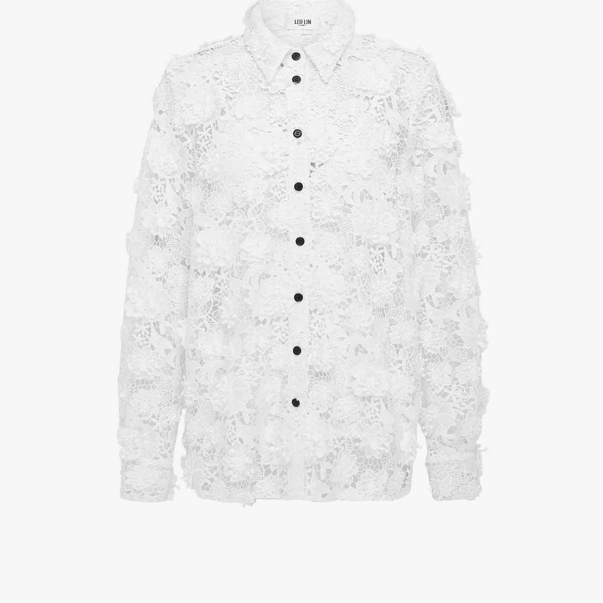 Sabrina Lace Shirt - Snow | LEO LIN US