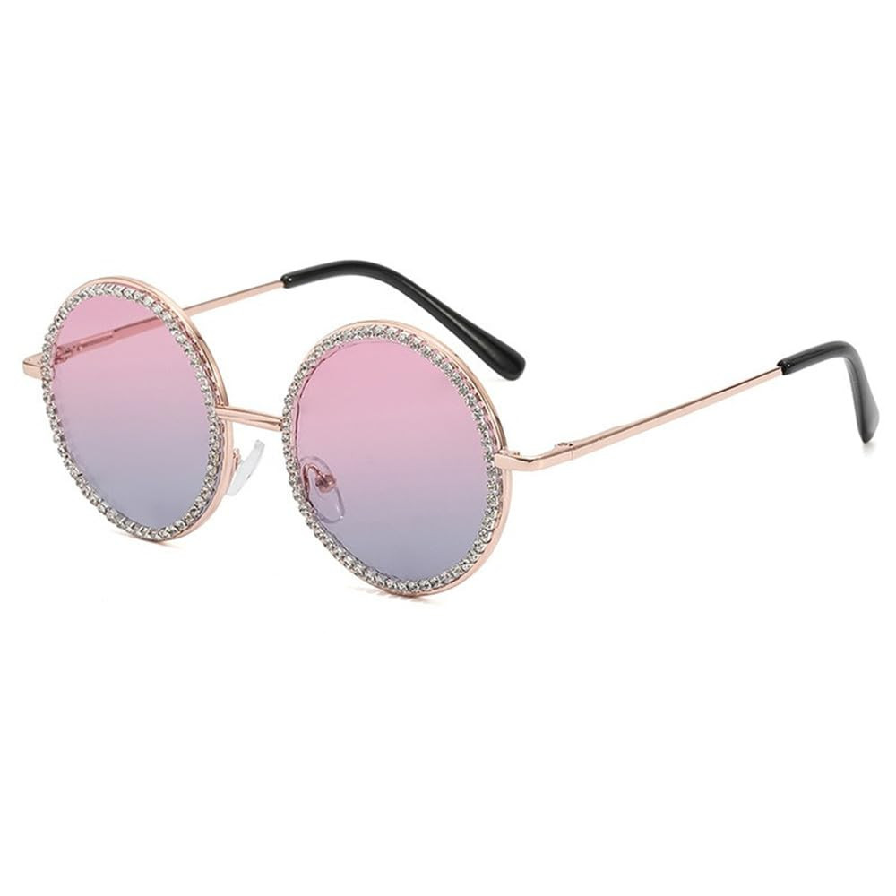 Retro Round Sunglasses Diamond Inlaid Sunglasses UV Protection Eyewear | Amazon (US)