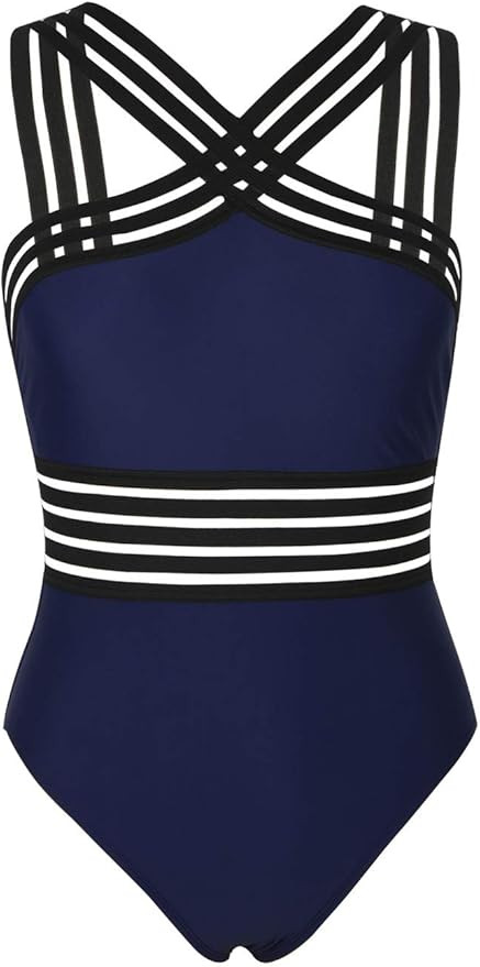 Hilor Women's One Piece Swimsuits Slimming High Waisted Bathing Suits Front Crossover Swimwear Mo... | Amazon (US)