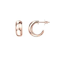 PAVOI 14K Gold Plated Sterling Silver Post Thick Huggie Earrings - Small Round Hoop Earrings in R... | Amazon (US)
