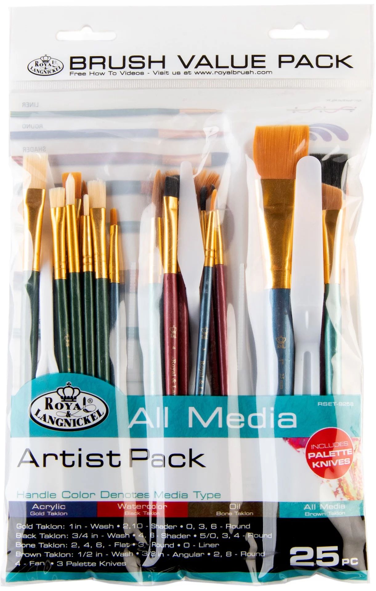 Royal & Langnickel - All Media Variety Taklon Wood Handle Paint Brush Value Pack, 25pc - Walmart.... | Walmart (US)