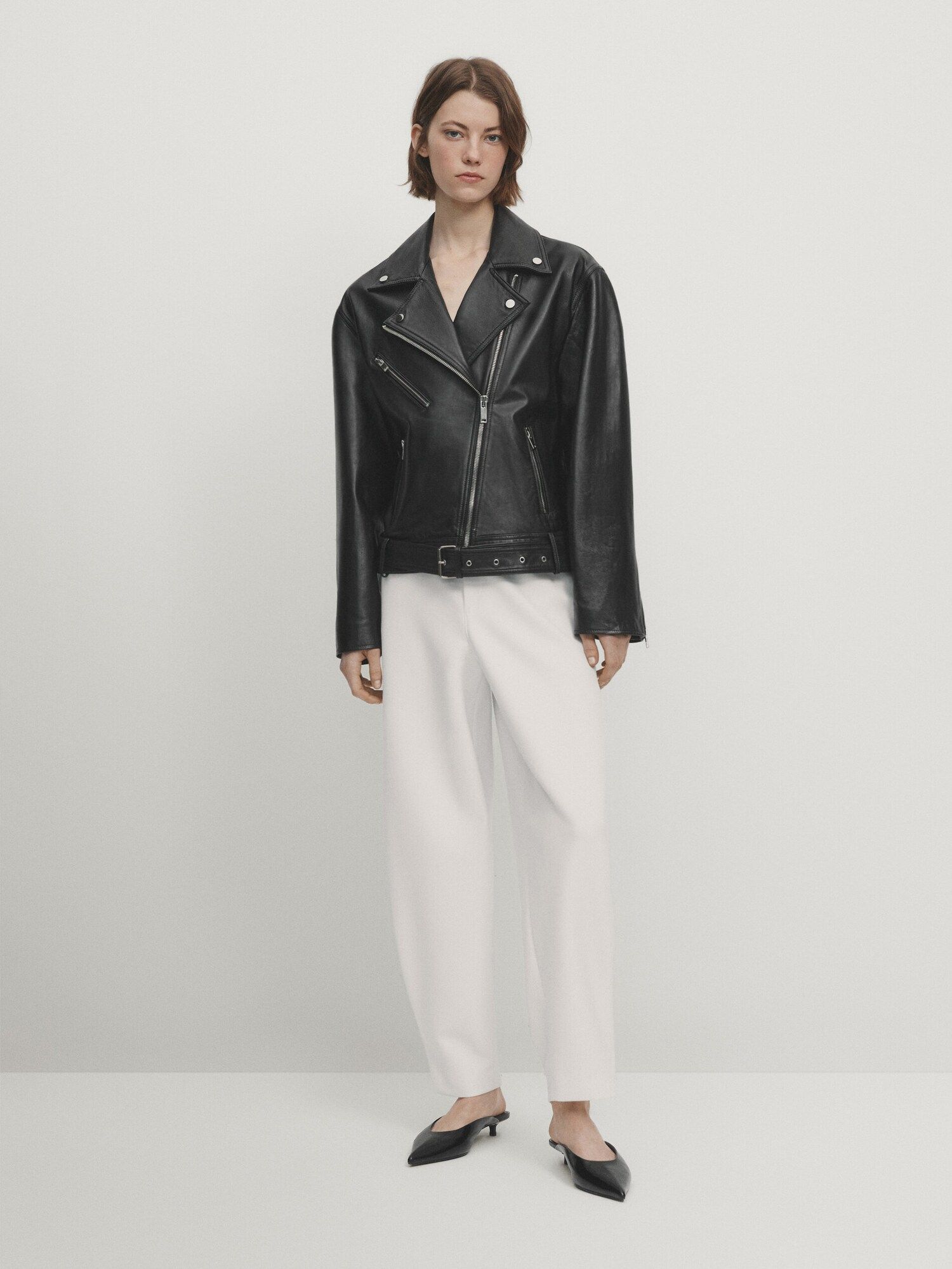 Nappa leather jacket with zip - Studio | Massimo Dutti UK