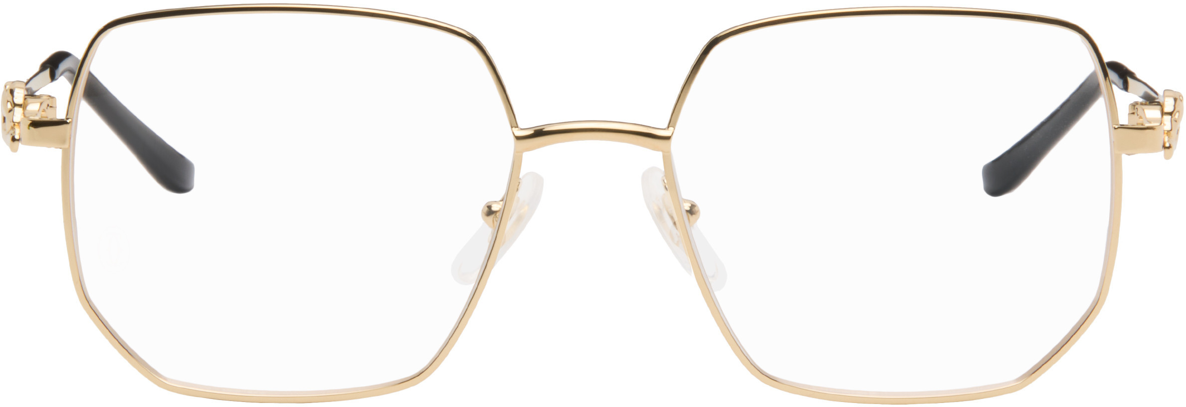 Cartier Gold Panthère de Cartier Squared Glasses | SSENSE