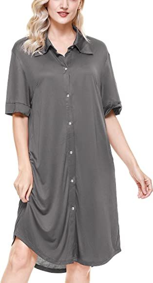 Womens Pajama Sets Soft Loungewear Set Short Sleeve Button Sleepwear Two-Piece Pj Sets Nightwear ... | Amazon (US)