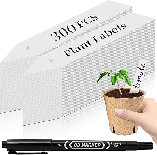 Dalzom® 300Pcs 4" Plant Labels with Marker Pen, Waterproof Plastic Plant Tags for Outdoor Seedli... | Amazon (US)