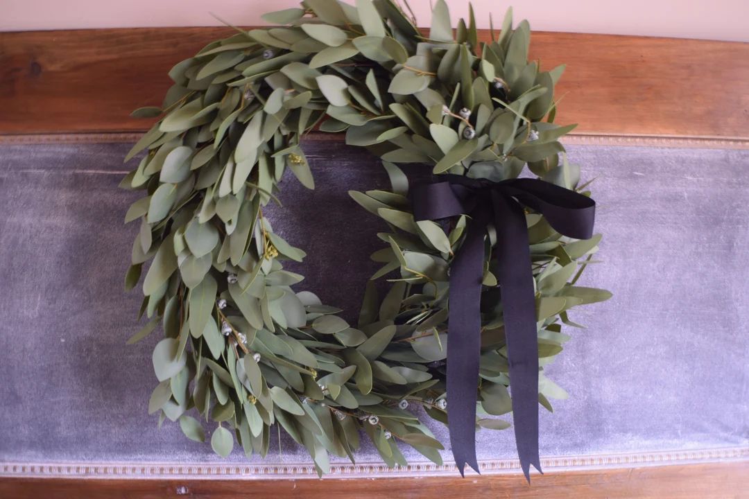 Artificial Olive Branch Wreath with Mix and Match Bows | Etsy (US)