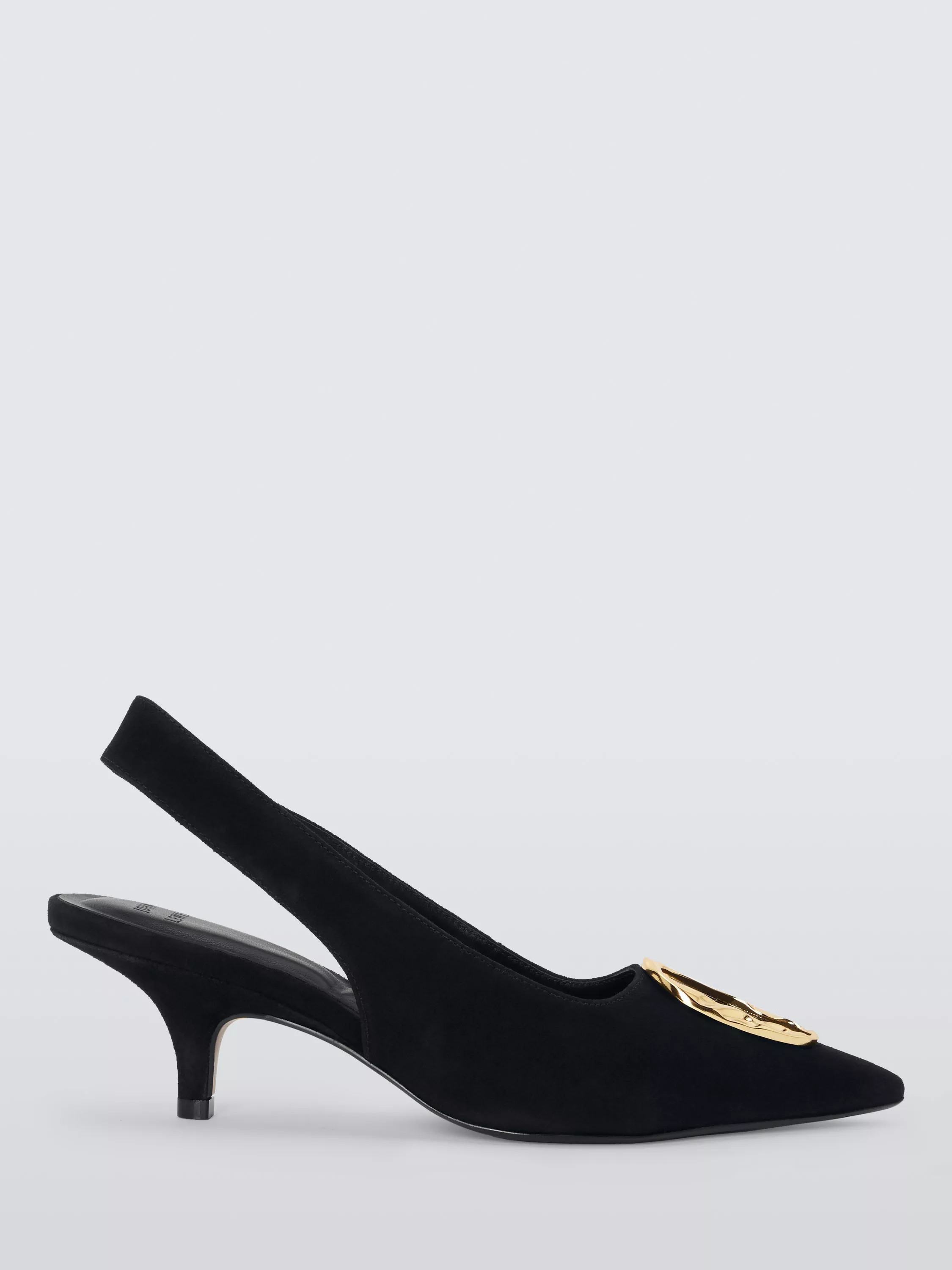 John Lewis Angels Leather Molten Trim Slingback Court Shoes, Black | John Lewis (UK)