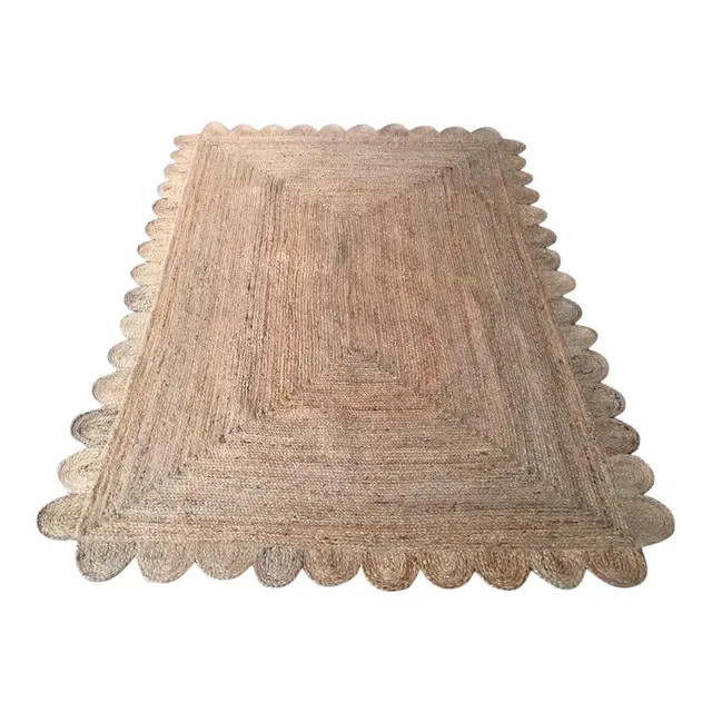 Natural Jute Scalloped Rug by Artisans | Chairish