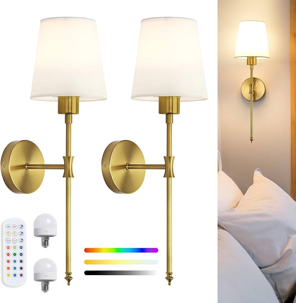 RGB Wall Light, Pack of 2, Refillable, Gold | Amazon (FR)