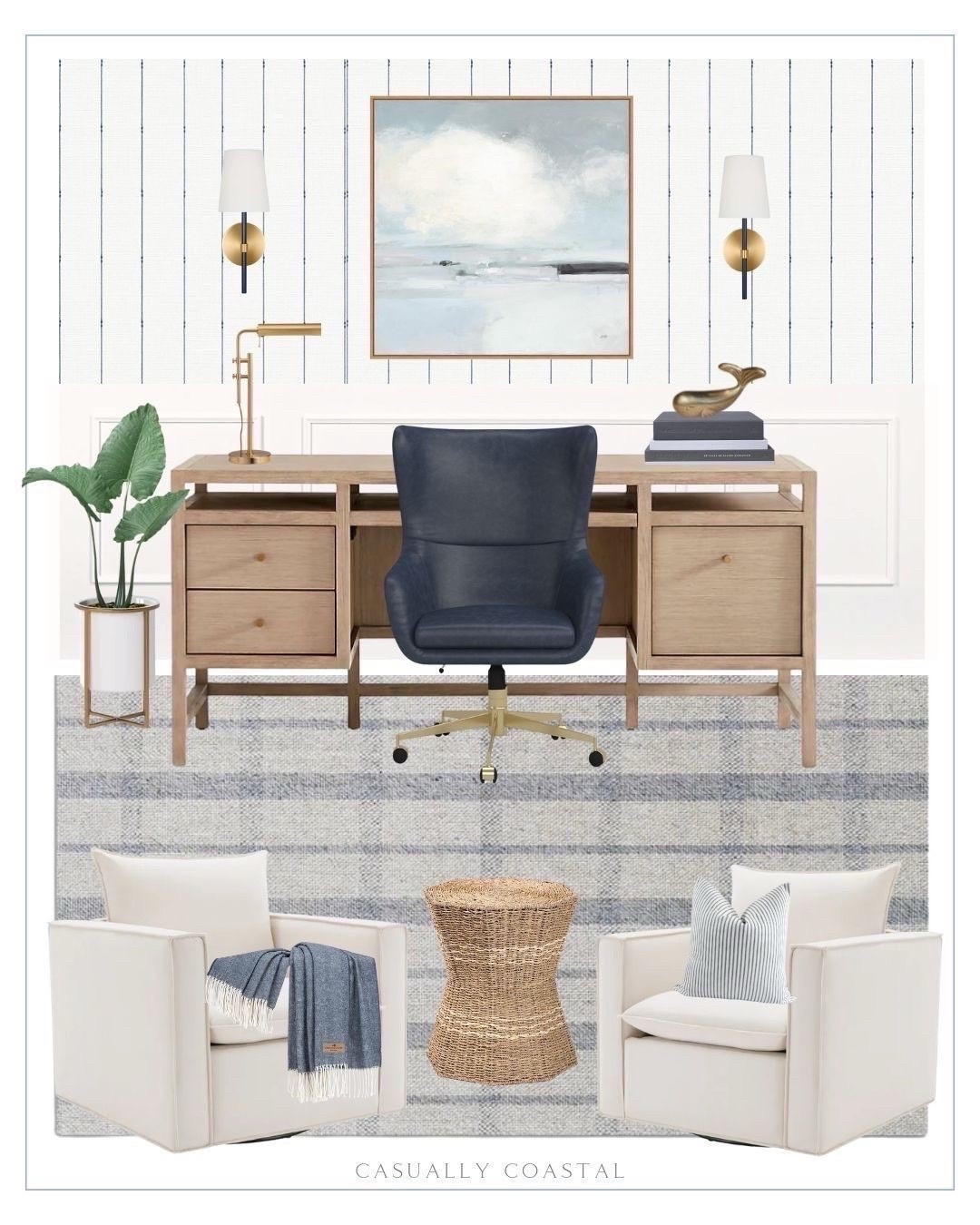 By request, another men’s home office design! 
-
coastal home decor, coastal home office, home office ideas, men's work station, coastal rug, coastal desk, coastal desk chair, men’s desk chair, leather desk chair, navy desk chair, coastal faux plant, Amazon coffee table books, coastal coffee table books, brass whale paper weight, home office decor, men's office furniture, Amazon paper weight, metal desk lamp, amazon desk lamp, brass desk lamp, brass task lamp, vintage desk lamp, coastal lamp, seagrass end table, woven side tables, side tables under $100, coastal end table, outdoor planter pot, coastal planter pot with stand, Etsy pillows, coastal pillows, striped pillow, coastal sconce, burnished brass dimmable sconce, coastal lighting, coastal wallpaper, striped wallpaper, home office wallpaper, Wayfair wallpaper, joss and main rug, 8x10 rug, men's office rug, plaid rug, blue & gray rugs, 9x12 rugs, swivel desk chair, blue desk chair, light wood desk, desk with drawers, 65” wood desk, framed canvas wall art, coastal wall art, amazon artwork, abstract artwork, coastal art, upholstered swivel armchair, neutral accent chairs, swivel chairs, living room chairs, herringbone throw blanket, coastal throw blanket, amazon throw blankets

#LTKHome #LTKMens