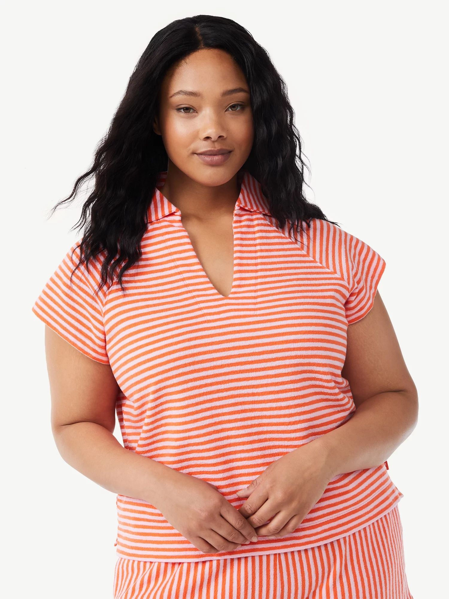 Free Assembly Women's Raglan Sleeve Polo Shirt - Walmart.com | Walmart (US)