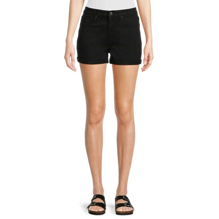 No Boundaries Junior's High Rise Denim Shorts, 3” Inseam, Sizes 1-21 | Walmart (US)