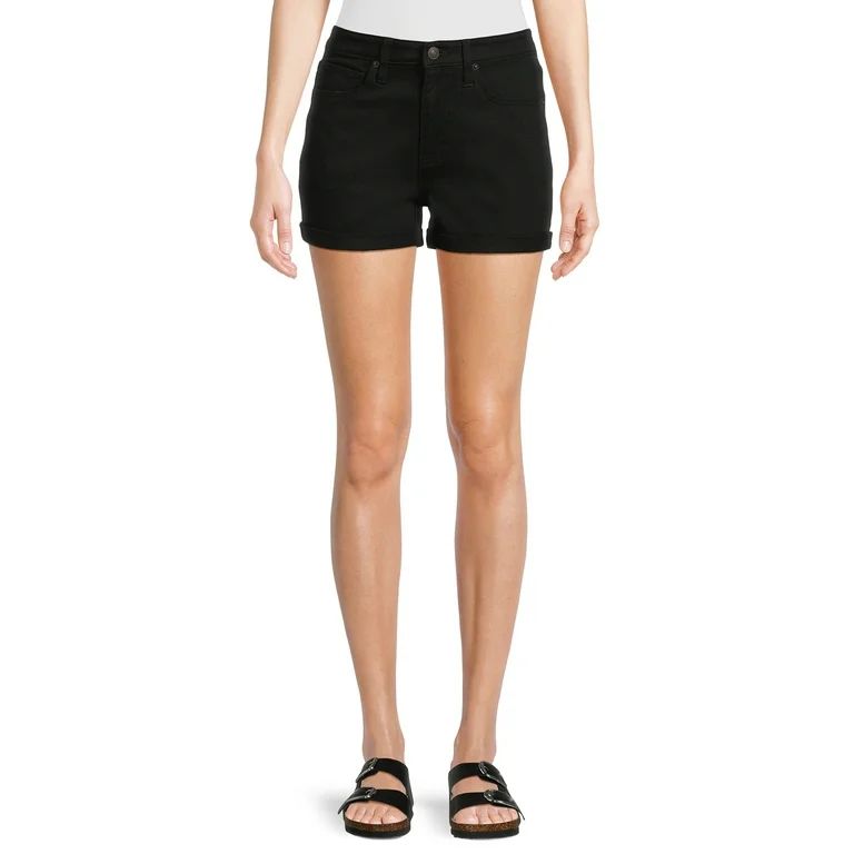 No Boundaries Junior's High Rise Denim Shorts, 3” Inseam, Sizes 1-21 | Walmart (US)