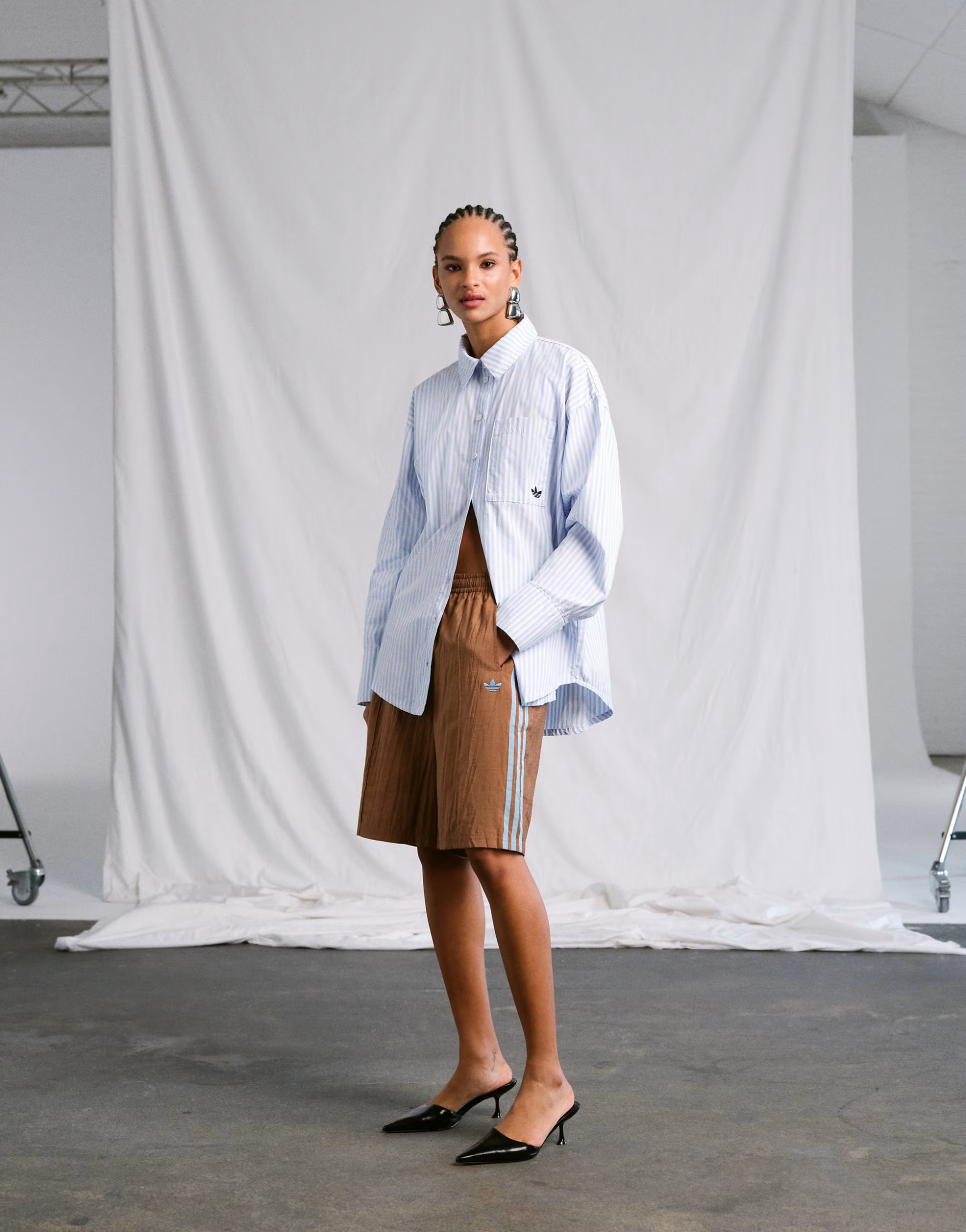 adidas Originals x ASOS longline track short in brown | ASOS (Global)