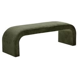 Sunpan Nahara Modern Classic Olive Green Upholstered Arched Bedroom Bench | Kathy Kuo Home