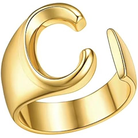 KeyStyle Bold Initial Letter Rings Adjustable, GoldChic Jewelry Women Gold Statement Ring Persona... | Amazon (US)