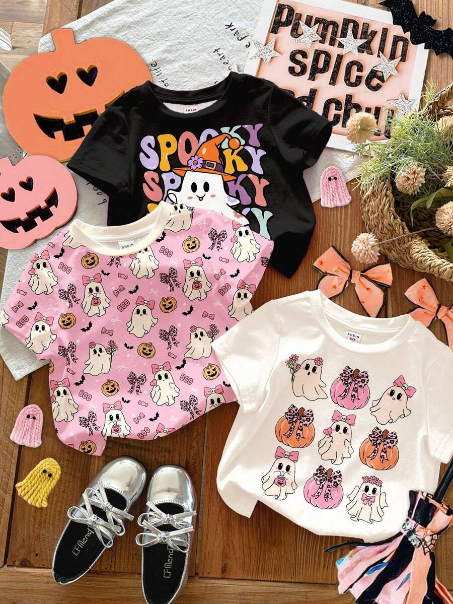 SHEIN 3pcs/Set Cream White, Cream Pink, Black Cute Halloween Pumpkin, Spooky Cute, Spooky Season,... | SHEIN