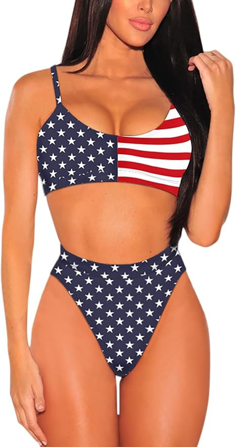 Pink Queen Plus Size High Waisted Bikini Set for Women Two Piece Cheeky High Cut Swimsuit Bathing... | Amazon (US)