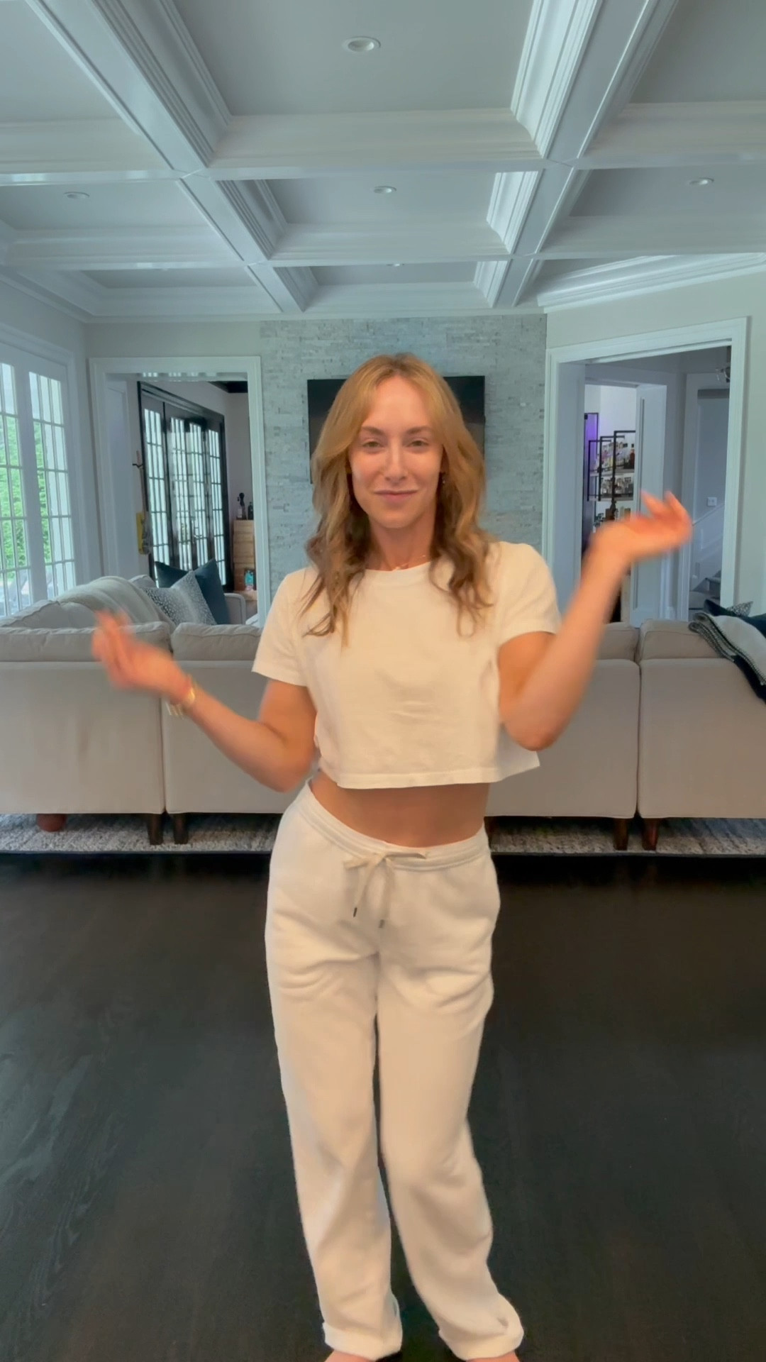 My fav white crop tee and white sweats