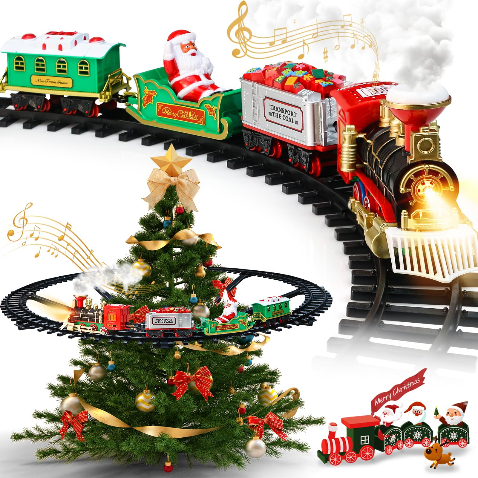 Christmas Train Set - Hanging Train Toys Around Under The Christmas Tree w/Smoke, Whistle (Turn o... | Amazon (US)