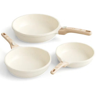 Caannasweis 3 Pieces Nonstick Frying Pan Set with Removable Handle | Wayfair North America