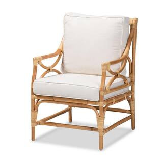 Brandon White and Natural Brown Armchair | The Home Depot