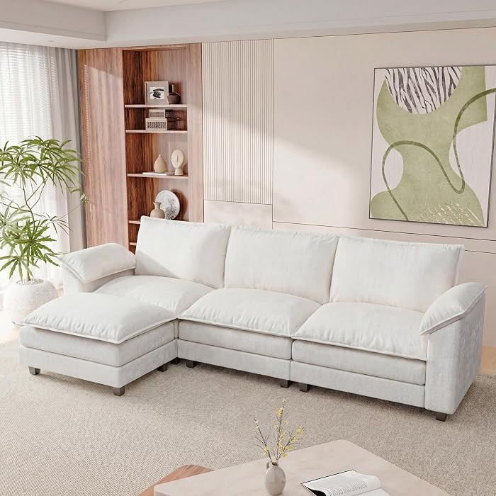 118.9'' L Shaped Sectional Couch, Modular Cloud Sofa with Deep Seat & Double Layer Cushion, Moder... | Amazon (US)