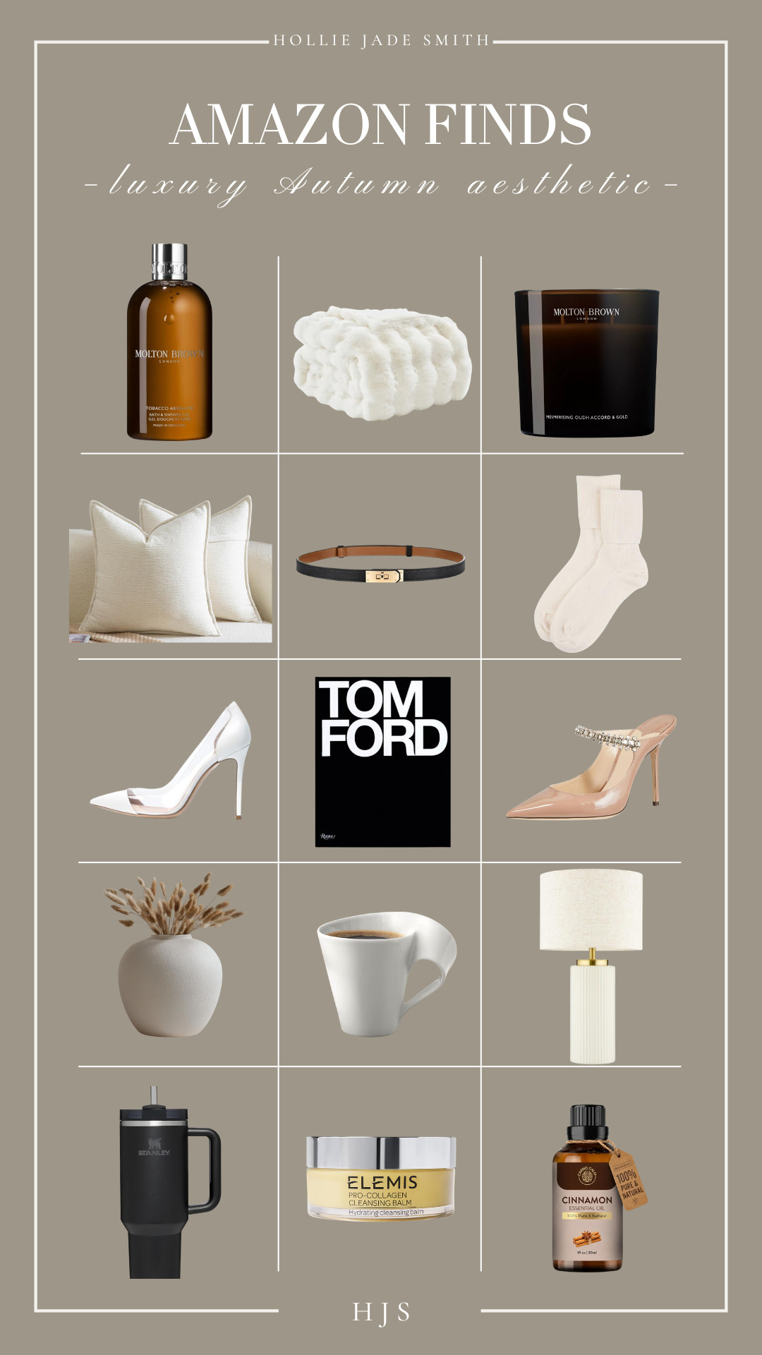 Amazon finds that make your home look expensive 🤎

| Amazon Finds | Luxury Home | Autumn Home Decor | Amazon UK | Homeware | Quiet Luxury | Tom Ford Book | Cream Blanket | Cream Bed Throw | Molton Brown | Oud Candle | XL Candle | Luxury Candle | Oudh Home Scent | Luxury Body Wash | Cosy Socks | Cream Textured Vase | Bedside Lamp | Gold Lamp | Stanley Water Bottle | Stanley Cup | Elemis Cleansing Balm | Luxury Beauty | Cream Pillows | Sofa Cushions | Bedding | Cream Cushion Covers | Ivory Cushions | Nude Heels | Jimmy Choo Heels | Court Heels | White Pumps | Coffee Mug | Luxury Mugs | White Mugs | Winter Essential Oil | Cosy Home Decor | Autumn Home Inspo | How To Make Your Home Look Expensive | Lifestyle | Little Luxuries | Luxury Looking Home | Modern Home | Chic Home Decor | Black Belt | Hermes Belt Alternative | Luxury Autumn Aesthetic | Elevated Home Decor |  

 #LTKuk #LTKautumn #LTKhome