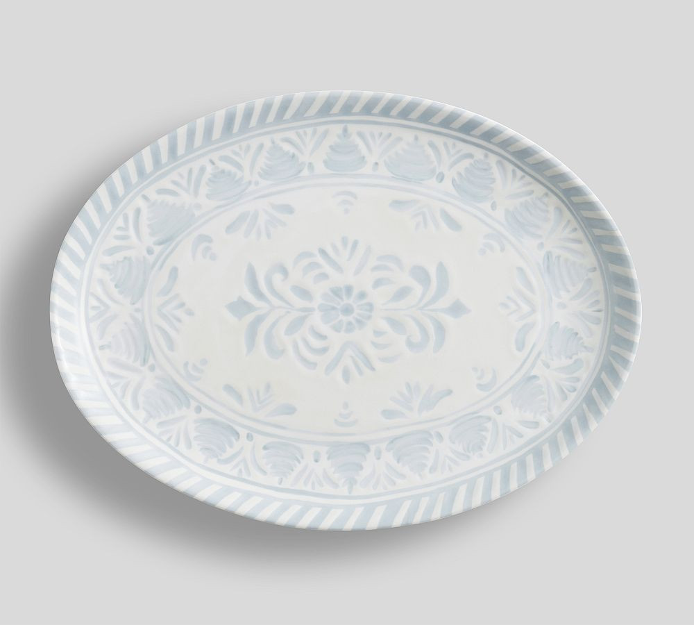 Chambray Tile Outdoor Melamine Serving Platter | Pottery Barn (US)