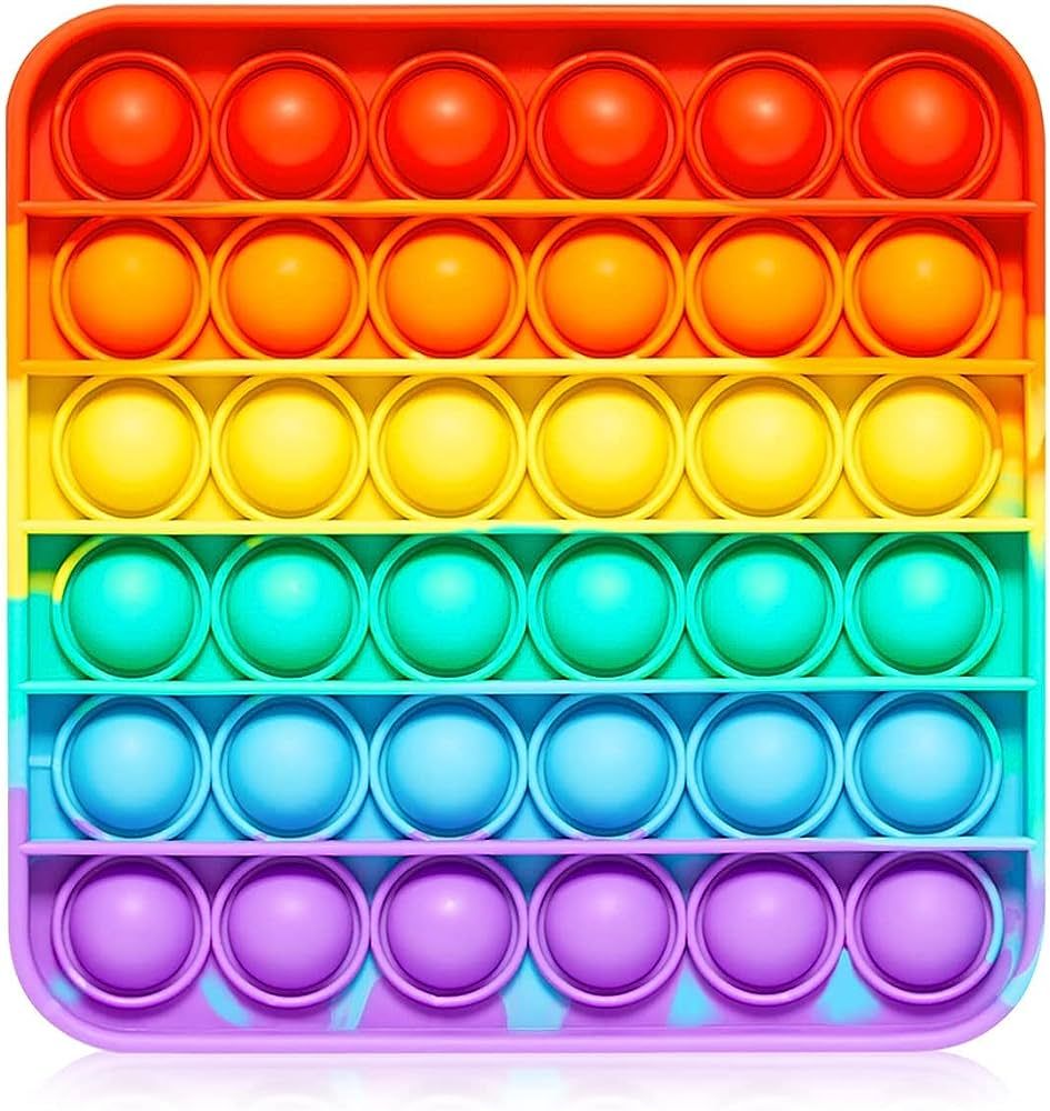 Push Pop Bubble Fidget Sensory Toy - for Autism, Stress, Anxiety - Kids and Adults (Rainbow Squar... | Amazon (US)