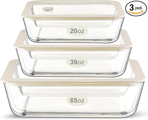 Urban Green Glass Food Container Set with Glass Lid, 4 Pack, Meal Prep Containers with Silicone F... | Amazon (US)