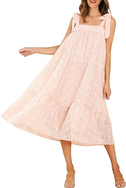 MIHOLL Womens Summer Dresses Casual Sleeveless Loose Fit Chiffon Long Midi Dress | Amazon (US)