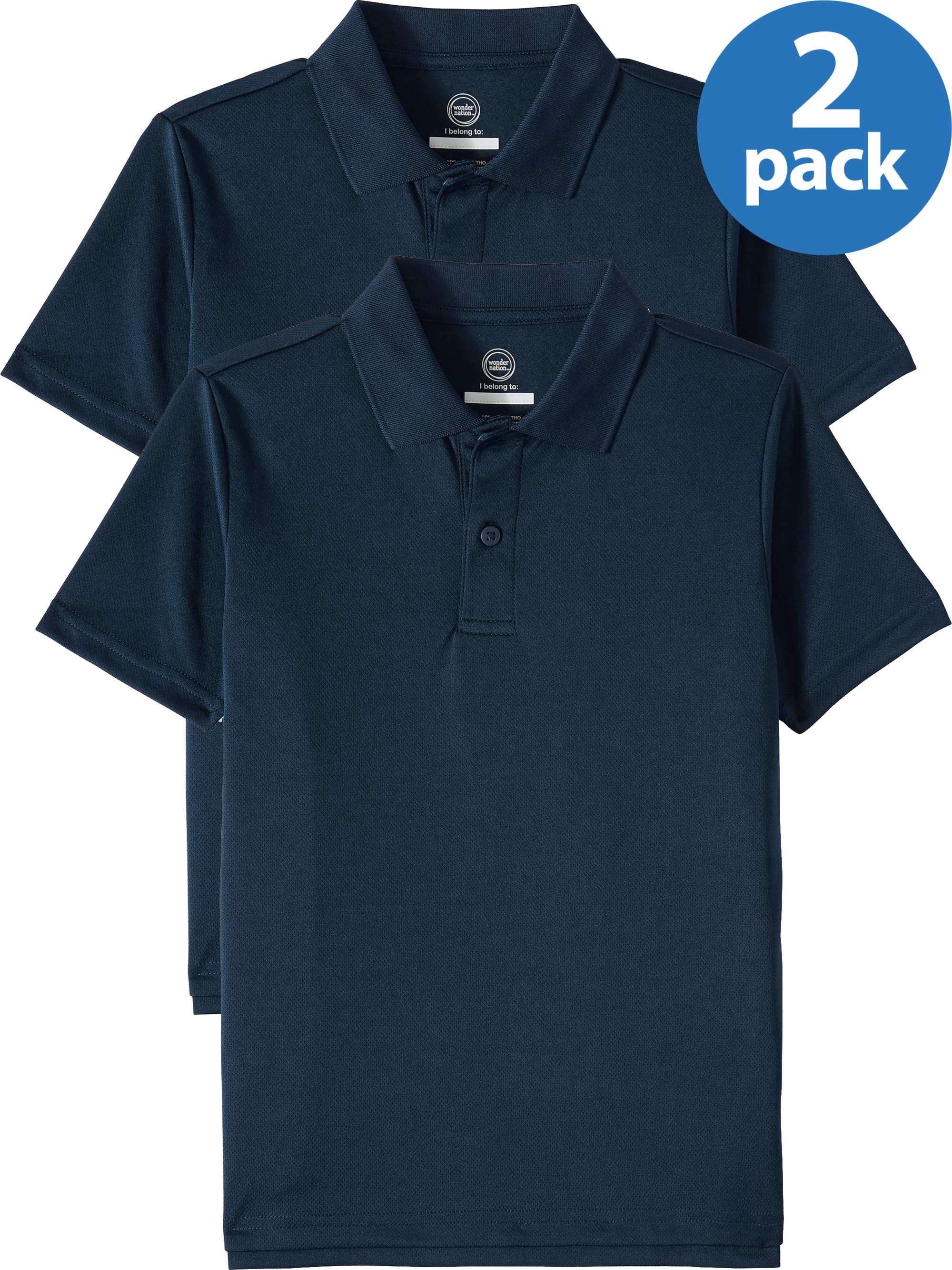 Wonder Nation Boys School Uniform Short Sleeve Performance Polo Shirt, 2-Pack Value Bundle, Sizes... | Walmart (US)