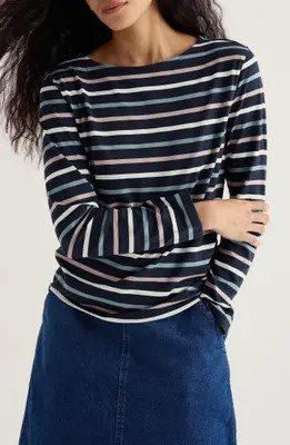 Seasalt Cornwall Sailor Stripe Organic Cotton Top in Breton Maritime Deep Rust at Nordstrom, Size 10 Us | Nordstrom