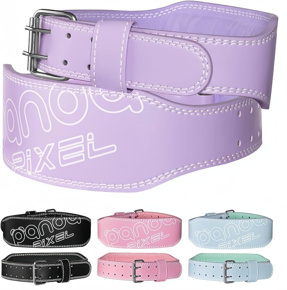 Amazon.com : Weight Lifting Belt, Pixel Panda Leather Gym Belt for Women, 7 Inches Padded Lumbar ... | Amazon (US)