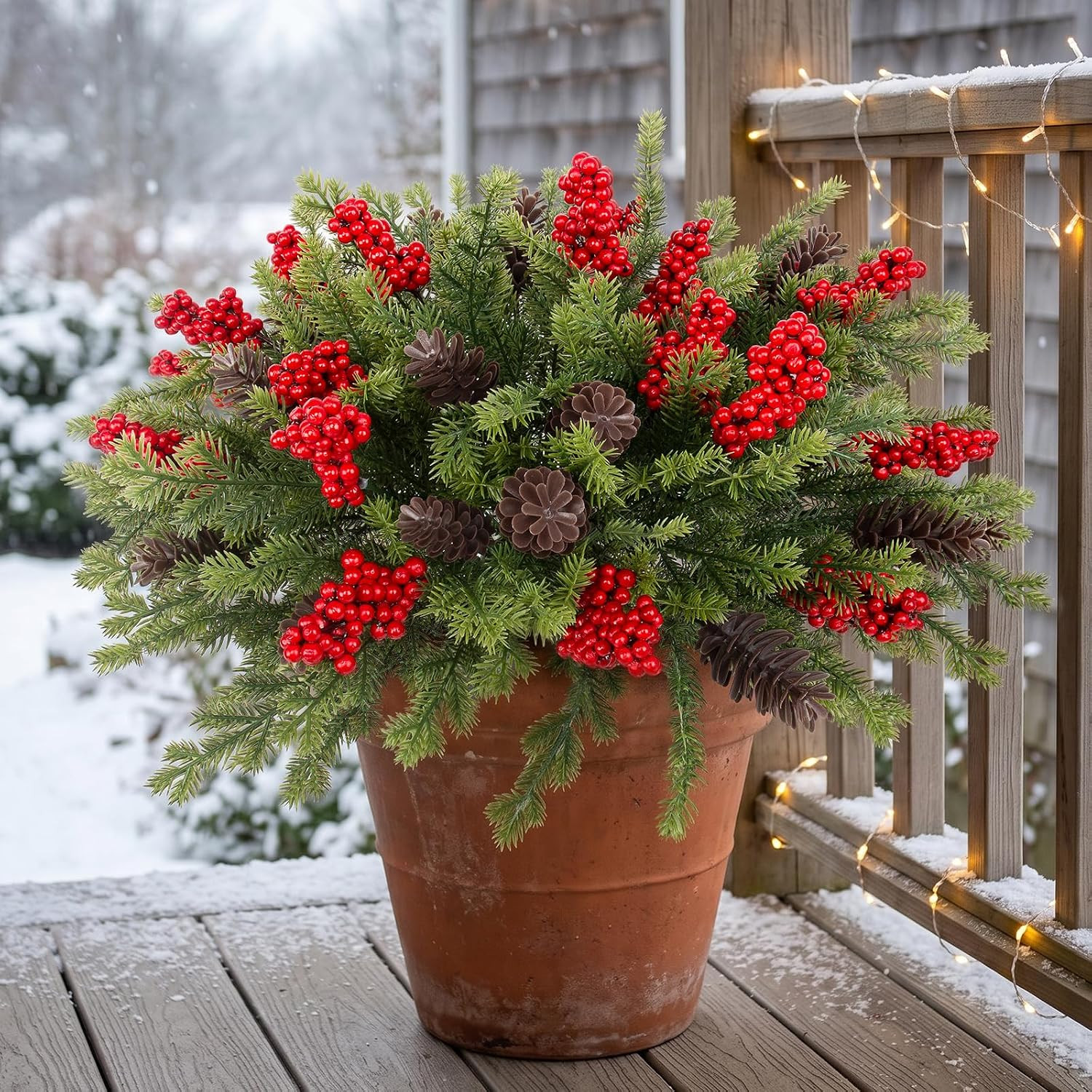 Daynight 6 Pack Artificial Christmas Pine Branches for Outdoor Decor | Amazon (US)