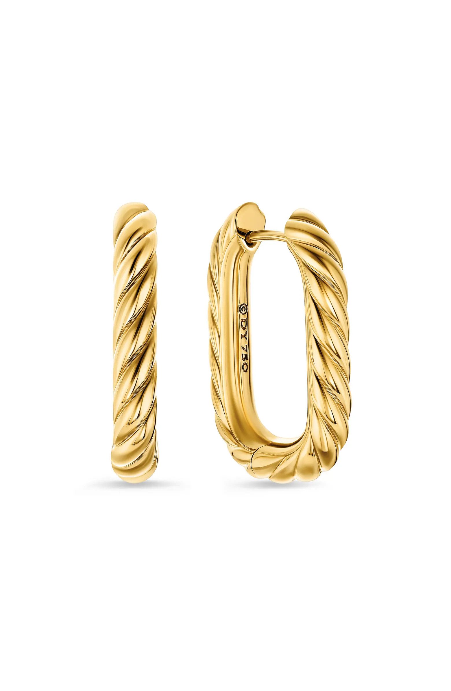 DY Madison® Cable Hoop Earrings in 18K Yellow Gold, 24.3mm | Nordstrom