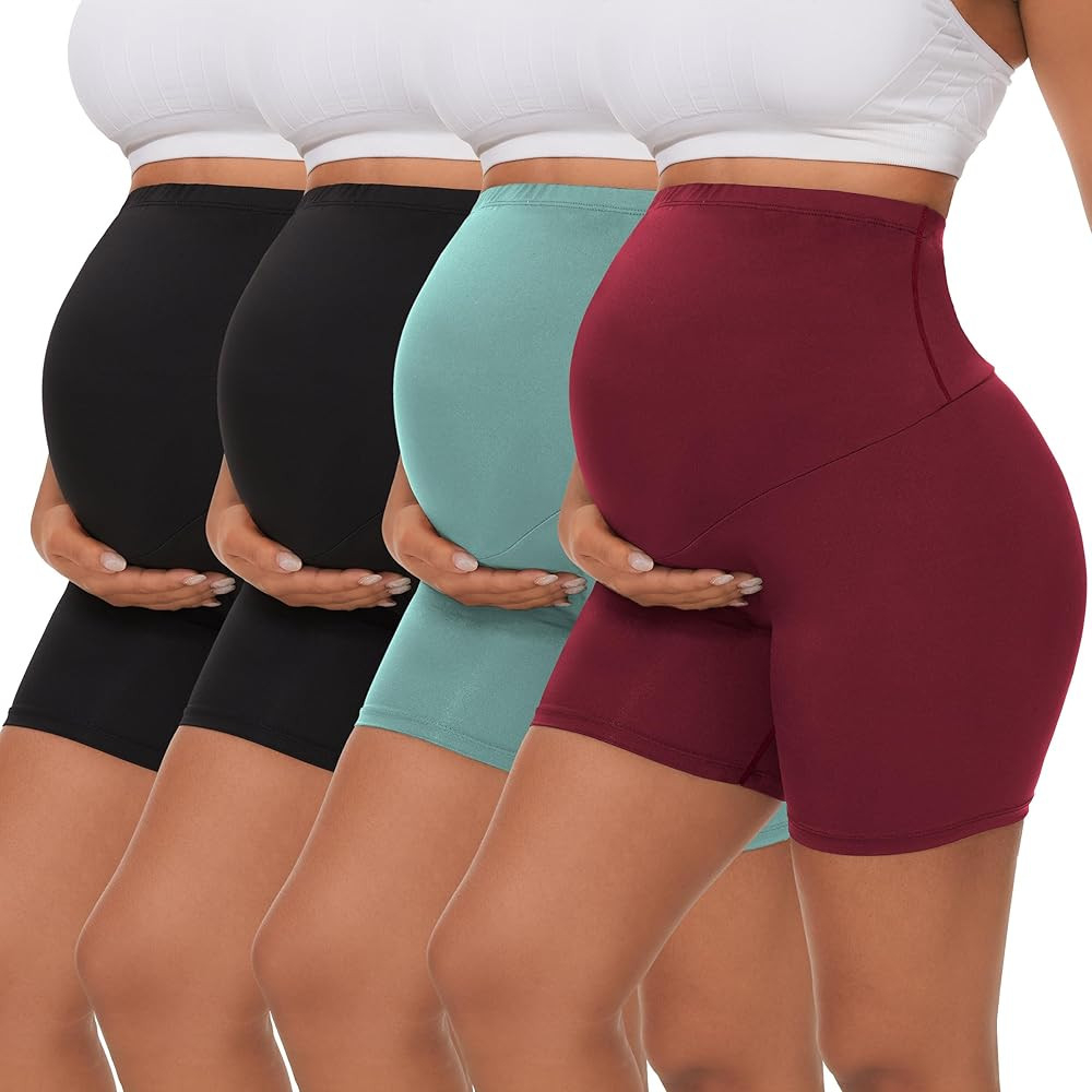 3/4 Pack Women's Maternity Yoga Shorts Over The Belly Pregnancy Biker Workout Active Athletic Pre... | Amazon (US)